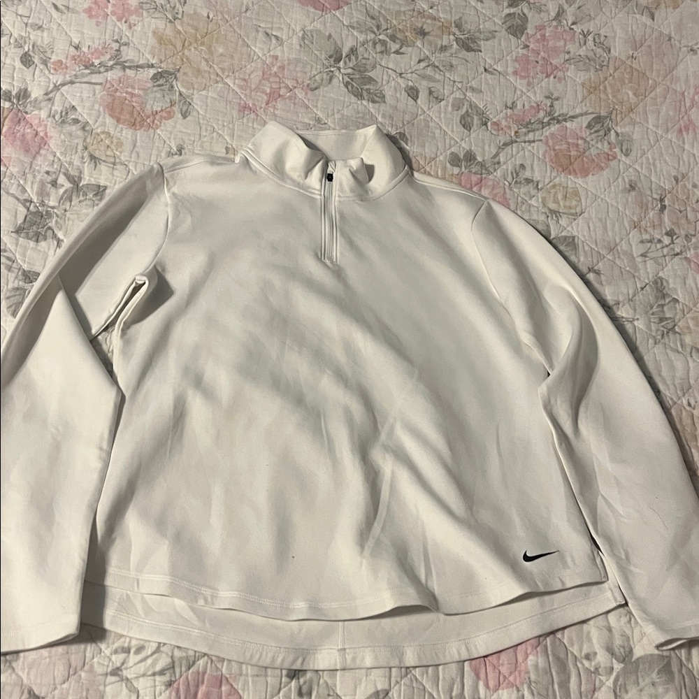 Nike White Long-Sleeve Quarter-Zip Top